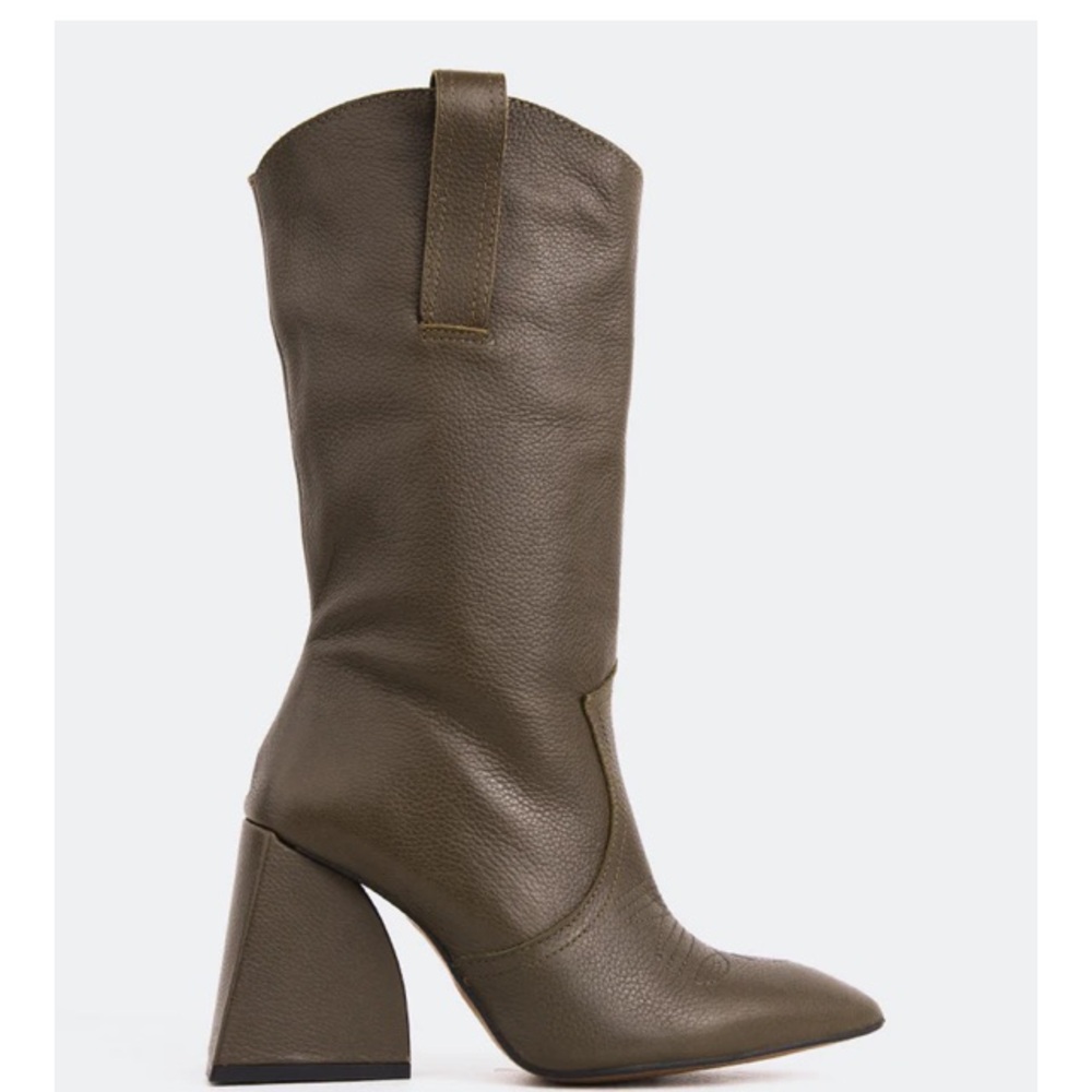 L’intervalle Olive Green Leather Women's Boots